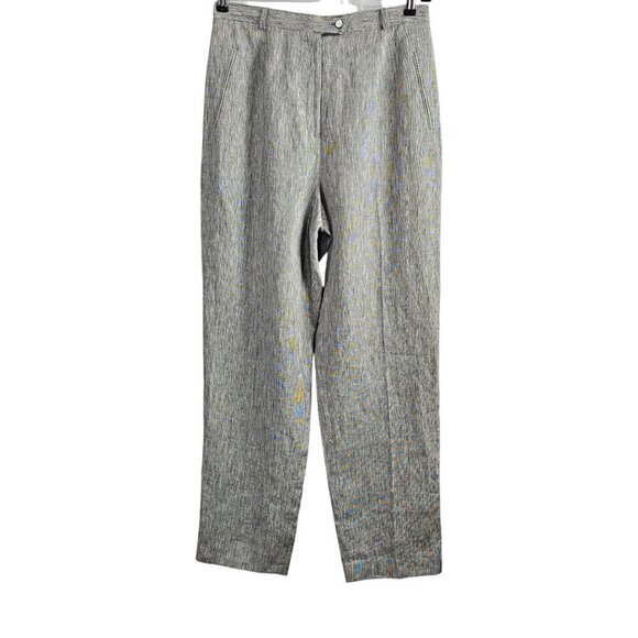 Austin Reed New 100% Linen High Waist Black And White Flat Front Chino Pants - Picture 1 of 10